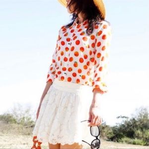 J. Crew silk “oranges” button-up